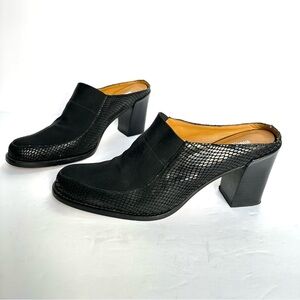 Femme Right Bank Shoe Co Women's Office Black Animal Print Block Heel Mules 7.5